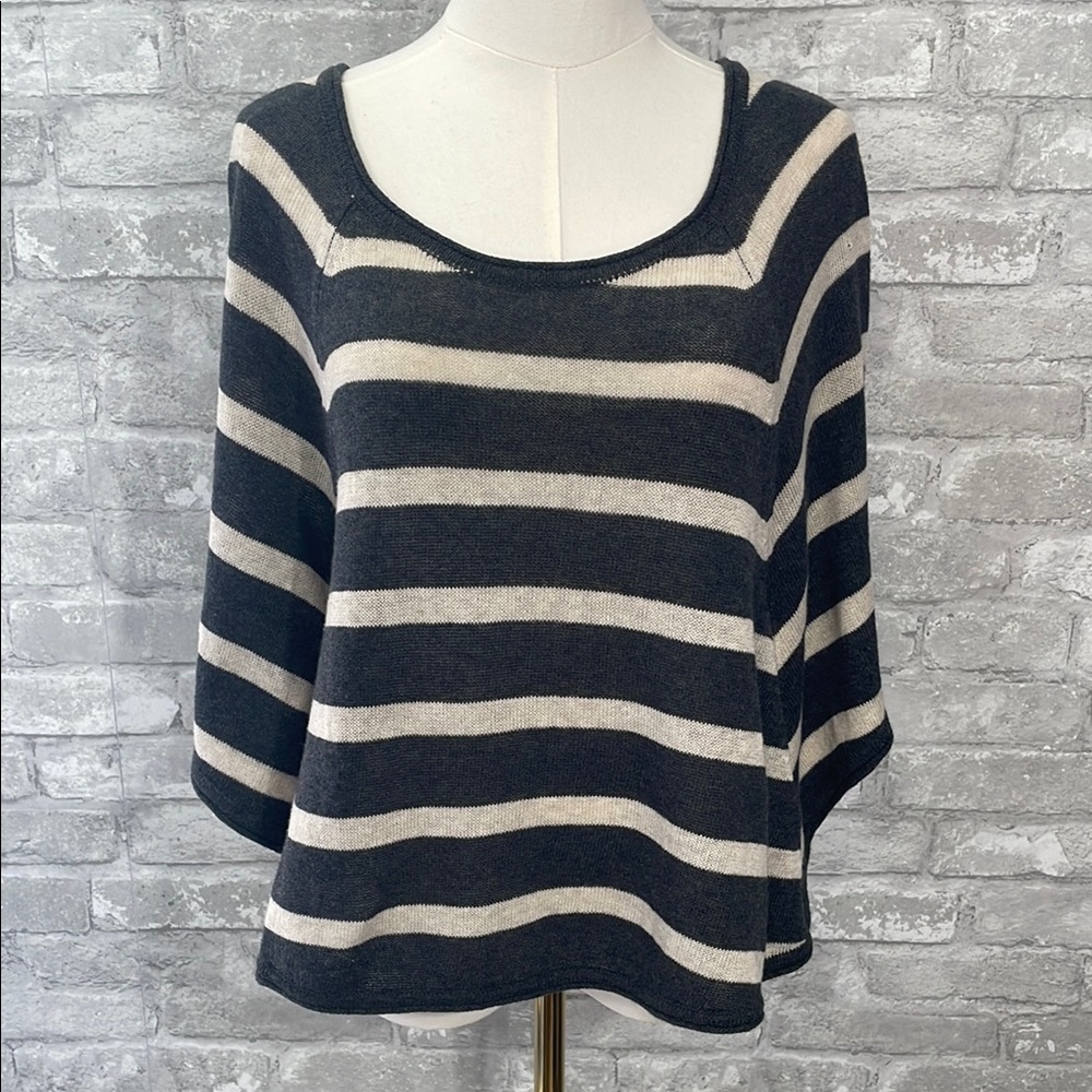 LAmade Grey and Cream Striped Lightweight Sweater